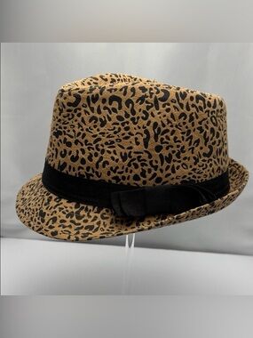 Leopard Print Fedora Hat with Black Band